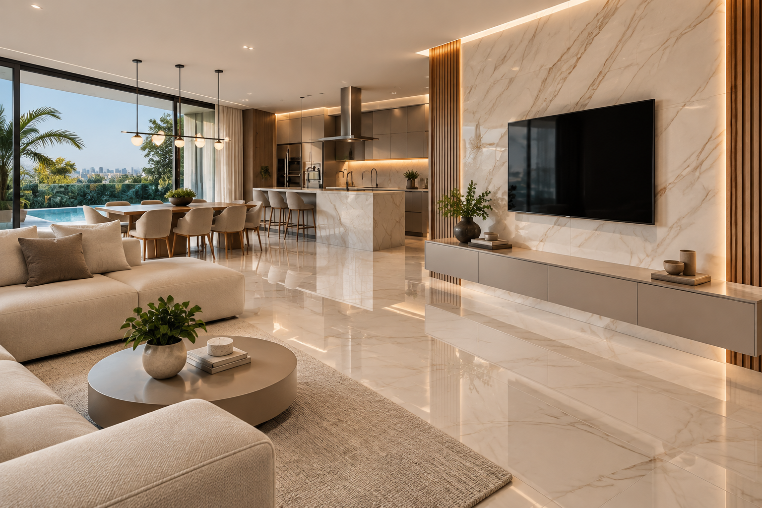 Ambiente finalizado em porcelanato